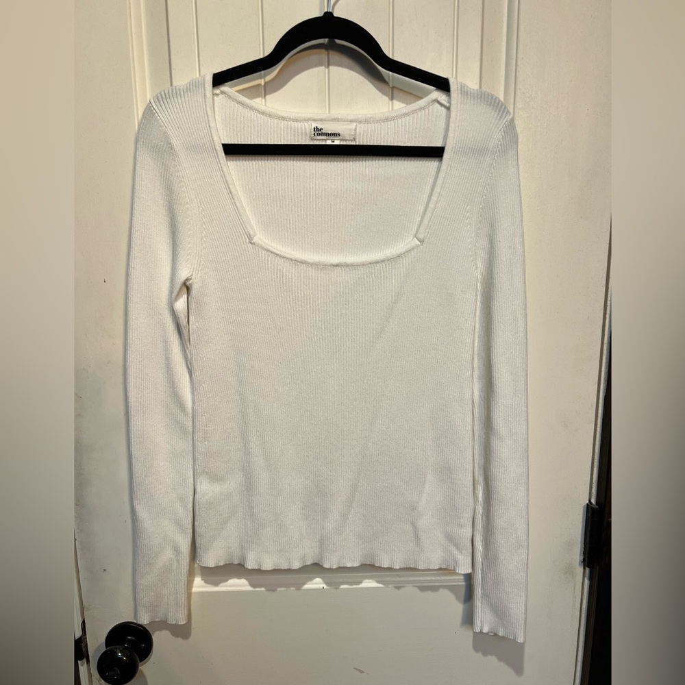 The Commons White Ribbed Top